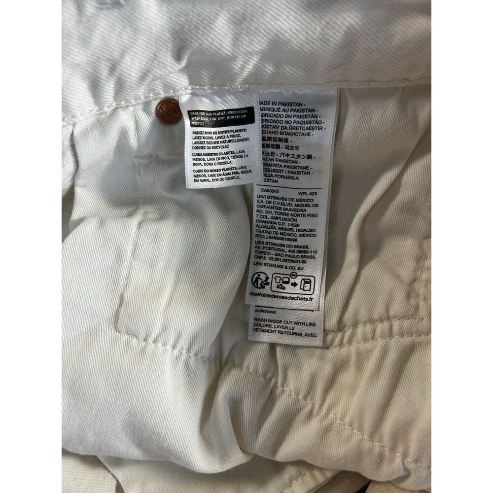 Levis Jeans Men 38x30 White Prem 501 90s Big E Button Fly Straight Denim Casual - Picture 10 of 14